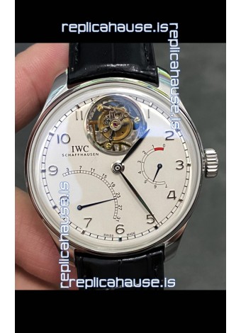 IWC Portuguese Genuine Swiss Tourbillon Movement Steel Watch in White Dial
