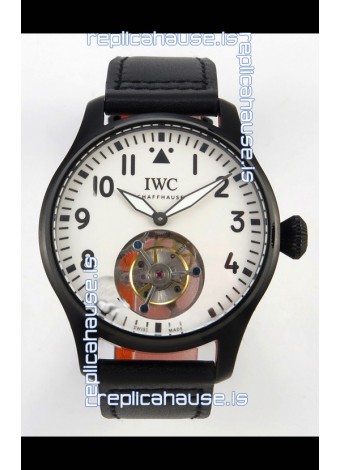 IWC Super Clone Portugese Hand-Wound Genuine Tourbillon White Dial PVD Casing Watch
