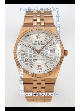 Rolex Land-Dweller 127335 Steel Honeycomb Rose Gold 40MM Swiss Replica Watch 