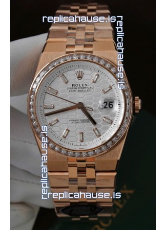 Rolex Land-Dweller 127335 Steel Honeycomb Rose Gold 40MM Swiss Replica Watch 