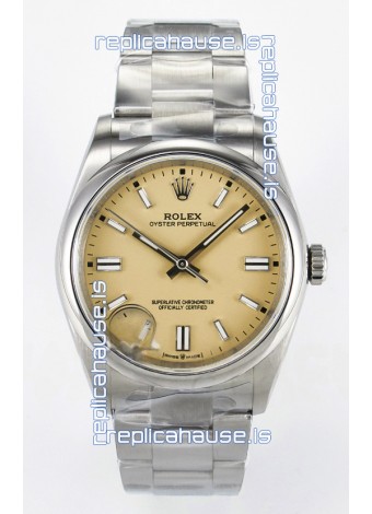 Rolex Oyster Perpetual Super Clone REF#126000 36MM Beige Dial Swiss Replica