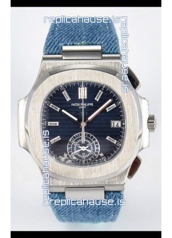 Patek Philippe Nautilus 5980/60G-001 Blue Dial Fabric Strap Crystal Numerals
