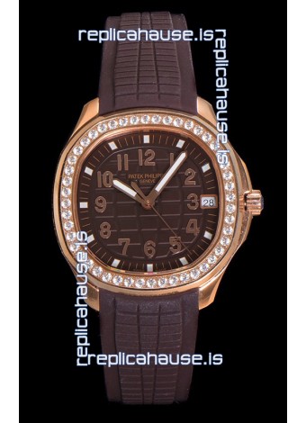 Patek Philippe Super Clone Aquanaut Rose Gold Brown Dial 38.5MM Watch 