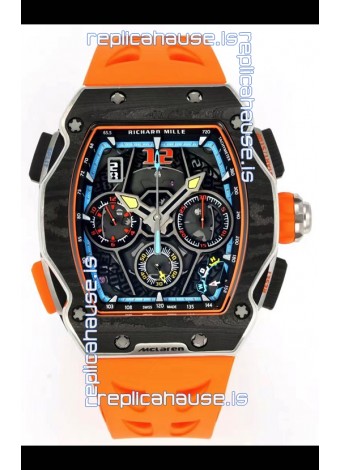 Richard Mille Super Clone RM65-01 Carbon Casing Replica Watch in Orange Strap 