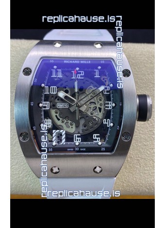 Richard Mille RM010 Stainless Steel Replica Watch in White Strap