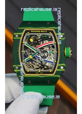 Richard Mille Super Clone RM67-02 Wayde Van Niekerk Green Carbon TPT 37 Grams Watch Green Strap