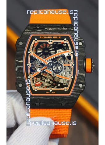 Richard Mille Super Clone RM67-02 Black Carbon TPT 37 Grams Watch Orange Strap