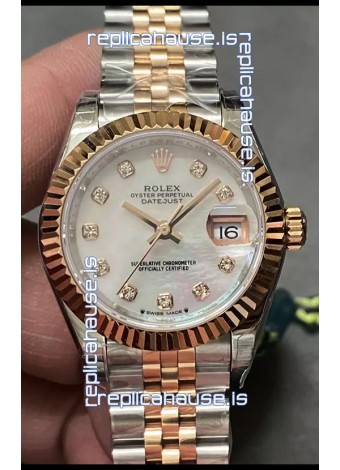 Rolex Datejust Super Clone Mother of Pearl Dial 2 Tone Rose Gold Watch 28MM