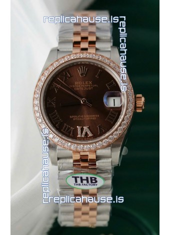 Rolex Datejust Cal.3235 Movement Super Clone Rose Gold 2 Tone 31MM Brown Dial Watch 