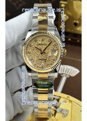 Rolex Datejust Super Clone Cal.3235 Brown Computer Dial 2 Tone Yellow Gold Casing Watch 36MM