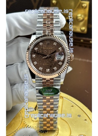 Rolex Datejust Super Clone Cal.3235 Brown Computer Dial 2 Tone Rose Gold Casing Watch 36MM