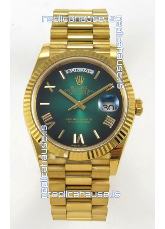 Rolex Day Date Super Clone Ombre Green Dial 40MM 220 Grams Swiss Replica watch 