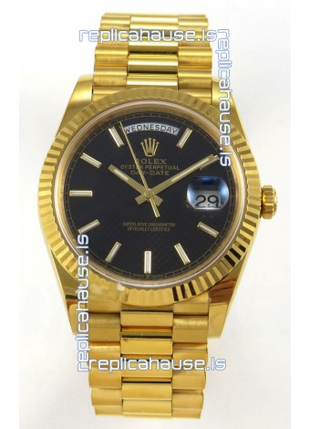Rolex Day Date Super Clone Black Honey-Comb Dial 40MM 220 Grams Swiss Replica watch 