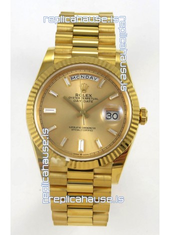 Rolex Day Date Super Clone Gold Dial 40MM 220 Grams Swiss Replica watch 