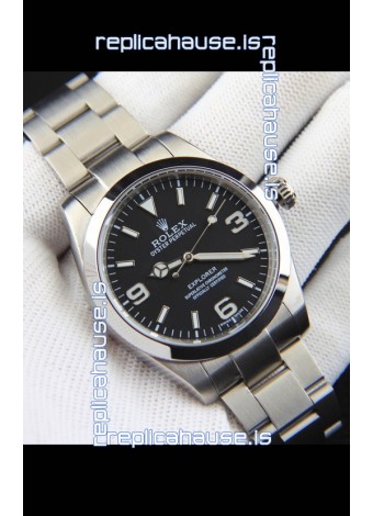 Rolex Explorer I Japanese Movement Replica Watch in Stainless Steel Black Dial 39MM