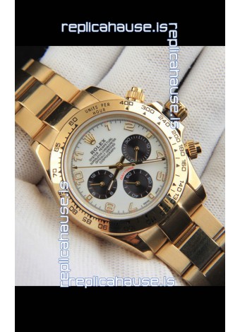 Rolex Daytona Japanese Movement Gold Casing Replica Watch in White Dial 