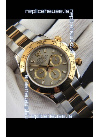 Rolex Daytona Japanese Movement Two Tone Gold Casing Watch in Grey Dial 