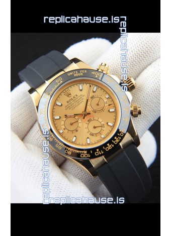 Rolex Daytona Japanese Movement Gold Casing Replica Watch in Gold Dial 