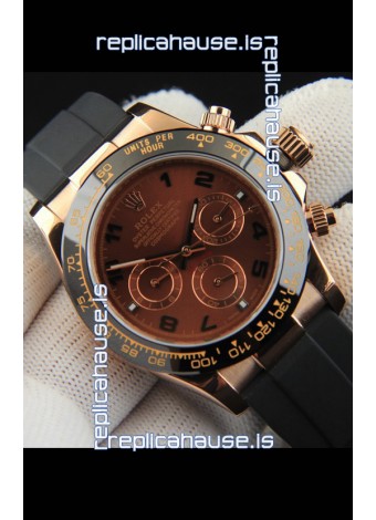 Rolex Daytona Japanese Movement Gold Casing Replica Watch in Brown Dial 