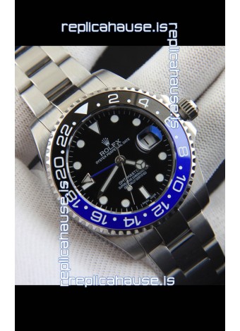 Rolex GMT Masters II Japanese Movement Replica Watch Steel Case Black Dial