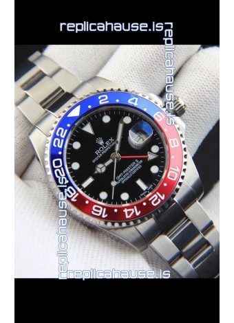 Rolex GMT Masters II Japanese Movement Replica Watch Steel Case Black Dial