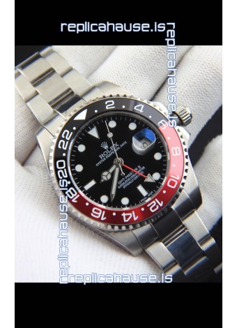 Rolex GMT Masters II Japanese Movement Replica Watch Steel Case Black Dial