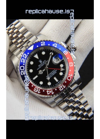 Rolex GMT Masters II Japanese Movement Replica Watch Steel Case Black Dial