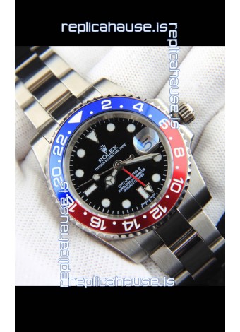 Rolex GMT Masters II Japanese Movement Replica Watch Steel Case Black Dial