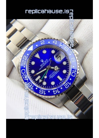 Rolex GMT Masters II Japanese Movement Replica Watch Steel Case Blue Dial