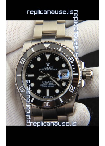 Rolex Submariner Japanese Replica Watch 904L Steel - Ceramic Bezel in Black