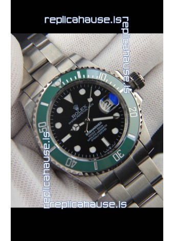 Rolex Submariner Japanese Replica Watch 904L Steel Black Dial Green Ceramic Bezel 