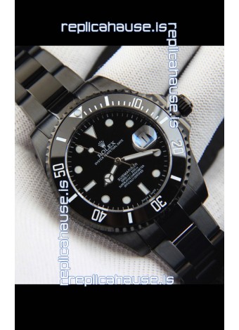 Rolex Submariner Japanese Replica Watch in PVD Coating Black Dial 