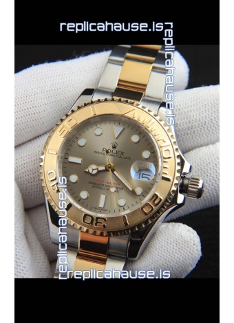 Rolex Yachtmaster Japanese Movement Watch in Two Tone Gold Casing - Gold dial 37MM