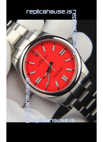 Rolex Oyster Perpetual Japanese Movement Replica Watch 41MM - Red Dial