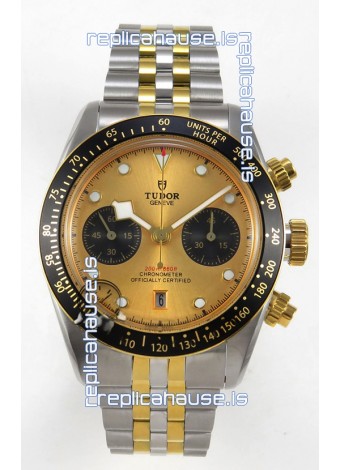 Tudor Super Clone Black Bay Chronograph Two Tone Watch in Gold Dial