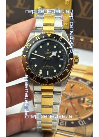 Tudor Black Bay Super Clone GMT Two Tone Black Dial Swiss Replica Watch 