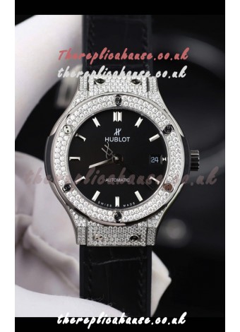 Hublot Classic Fusion Diamonds Steel Black Dial 38MM Super Clone Watch 