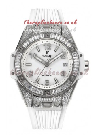 Hublot Big Bang One Click moissanite Paved Casing Super Clone Watch White Dial