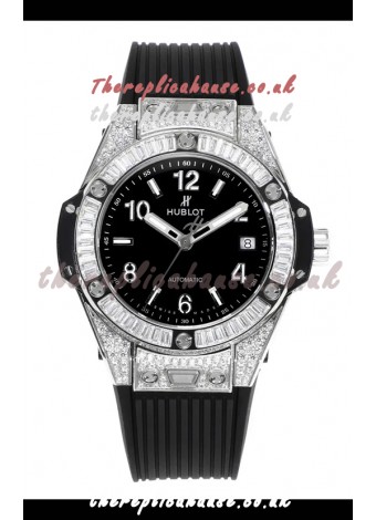 Hublot Big Bang One Click moissanite Paved Casing Super Clone Watch Black Dial