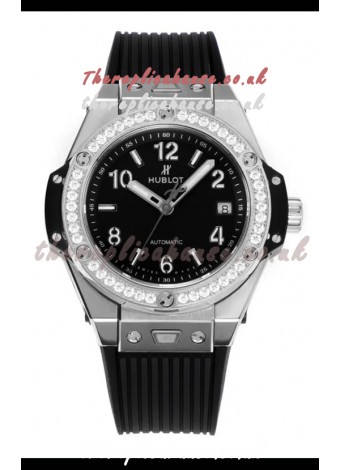 Hublot Big Bang One Click moissanite Bezel Super Clone Watch Black Dial
