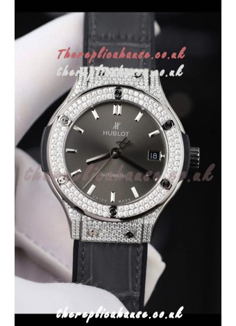 Hublot Classic Fusion Diamonds Steel Grey Dial 38MM Super Clone Watch 