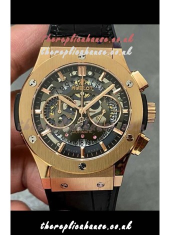 Hublot Classic Fusion Chronograph Rose Gold Skeleton Super Clone Watch 