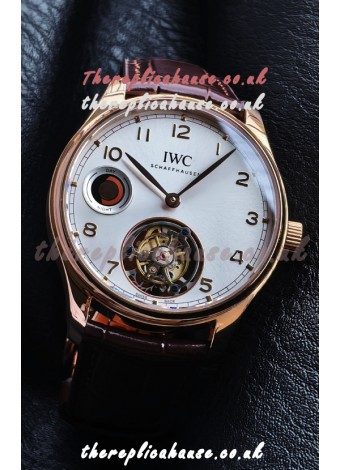 IWC Portuguese Tourbillon Rose Gold Steel dial Super Clone Watch 