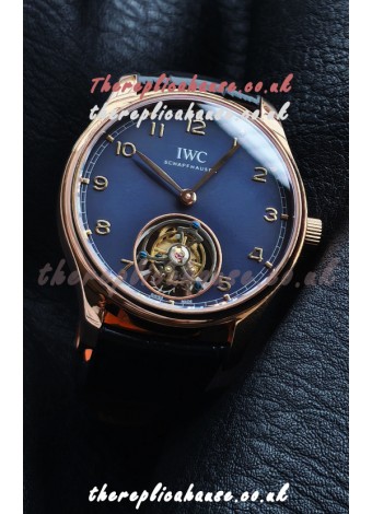 IWC Portuguese Tourbillon Rose Gold Blue Dial Super Clone Watch 