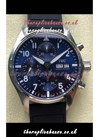 IWC PILOT'S Chronograph Blue Dial Rubber Strap Super Clone Watch 