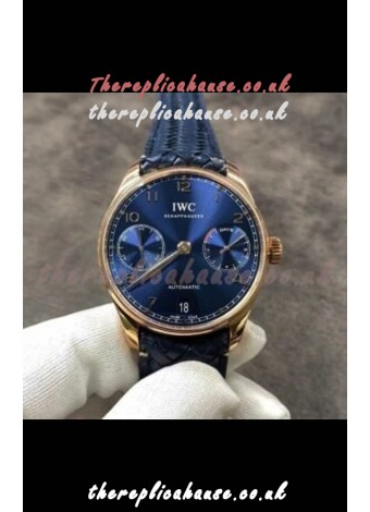 IWC Portugieser Blue Dial Rose Gold Super Clone Watch 