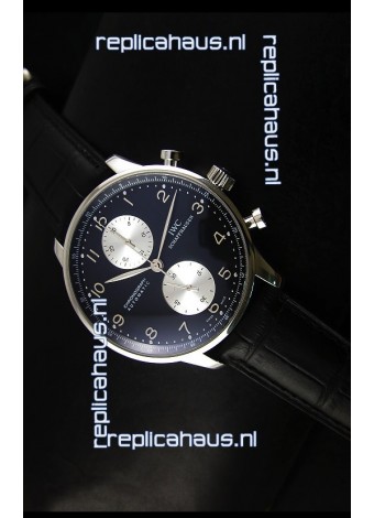 IWC Portuguese Chronograph Swiss Replica Watch in Steel Case - 1:1 Mirror Replica Edition
