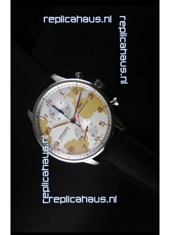 IWC Portuguese Chronograph Swiss Replica Watch in Map Printed Dial - 1:1 Mirror Replica Edition