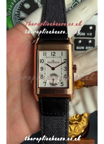 Jaeger-LeCoultre Reverso Tribute Duoface Rose Gold White & Grey Dial Super Clone Watch 