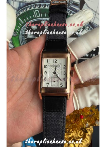 Jaeger-LeCoultre Reverso Tribute Duoface Rose Gold White & Black Dial Super Clone Watch 